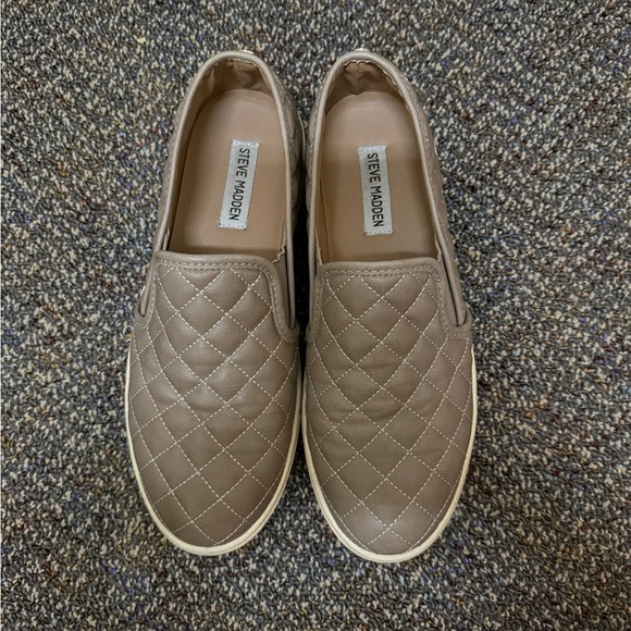 Steve Madden Shoes - Steve Madden Women's Quilted Slip-On Sneakers Tan Size 9
